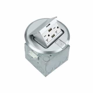 Enerlites 1-Gang Pop-up USB Duplex Floor Box, TWR, Round, 20A, 125V, Nickel