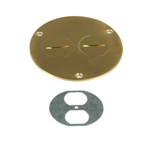 Brass Flush Round Cover Plate with 20A Tamper & Weather Resistant GFCI