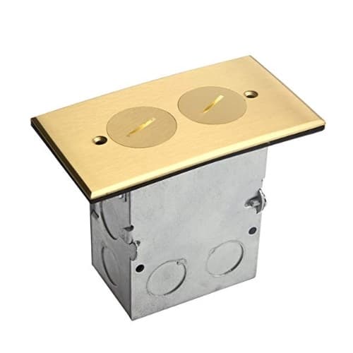 Brass 1-Gang Floor Box, 20 Amp Tamper/Weather Resistant Duplex Outlet