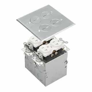 Stainless Steel 2-Gang Floor Box with 20A TRWR Duplex Receptacle