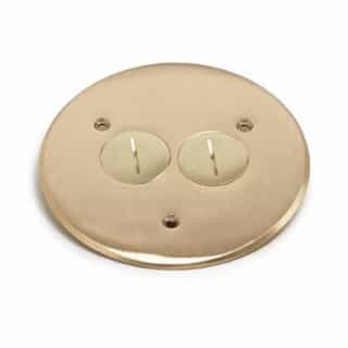 Brass Flush Round Cover Plate with 20A TRWR Duplex Receptacle