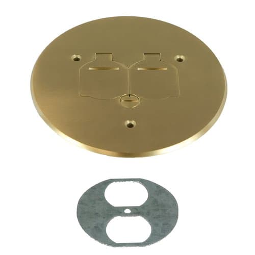 Enerlites Brass 5-3/4 Inch Dia. Round Flip Cover Plate with 20A TRWR Duplex Receptacle