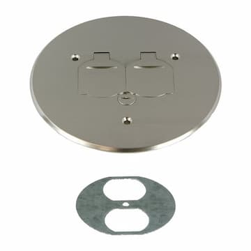 5-3/4 Inch Dia. Round Flip Cover Plate with 20A TRWR Duplex Receptacle, Nickel