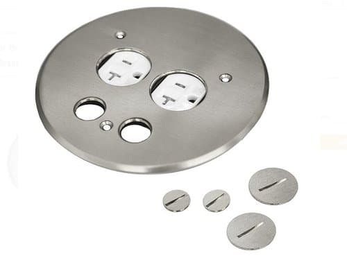 Enerlites 5.5in Flush Round Cover Plate with 20A TRWR Duplex Receptacle, Nickel