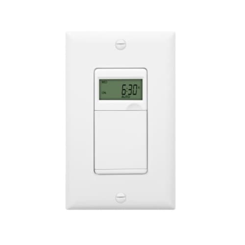 7-Day Digital In-Wall Timer Switch, 15A, 120V, White