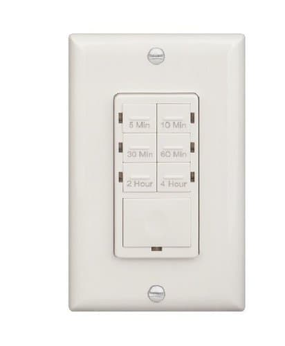 Enerlites White 4 Hour In-Wall Preset Timer Switch w/ Wall Plates