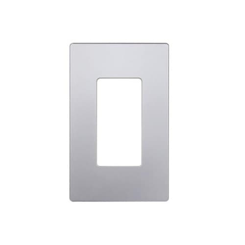 1-Gang Decorator Wall Plate, Screwless, Polycarbonate, Silver