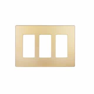 3-Gang Decorator Wall Plate, Screwless, Polycarbonate, Gold