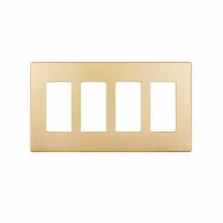 Enerlites 4-Gang Decorator Wall Plate, Screwless, Polycarbonate, Gold