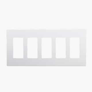 White 5-Gang Standard Size Decorator Screw less Wall plates