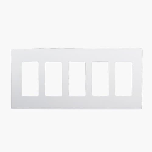Enerlites White 5-Gang Standard Size Decorator Screw less Wall plates