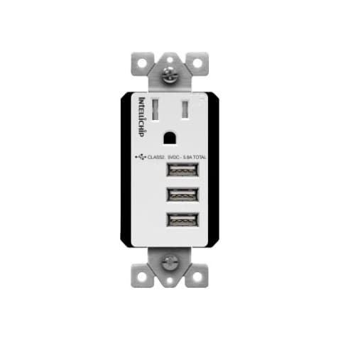 Enerlites 5.8A USB Outlet Module Replacement w/ 15A Receptacle, Gray
