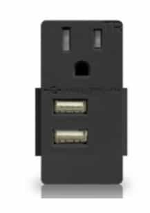 Enerlites 4.8A USB Outlet Module Replacement w/ 15A Receptacle, Black
