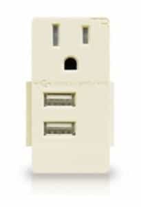 Enerlites 4.8A USB Outlet Module Replacement w/ 15A Receptacle, Light Almond