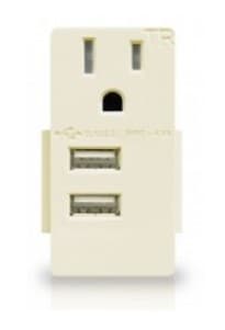 4.8A USB Outlet Module Replacement w/ 15A Receptacle, Light Almond