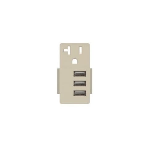 5.8A USB Outlet Module Replacement w/ 20A Receptacle, Light Almond