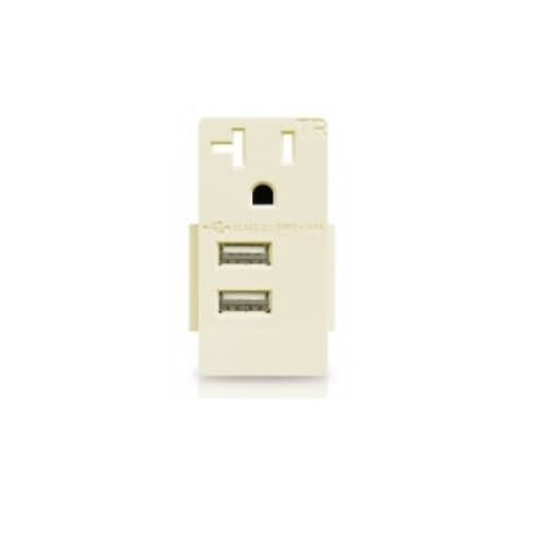 4.8A USB Outlet Module Replacement w/ 20A Receptacle, Light Almond