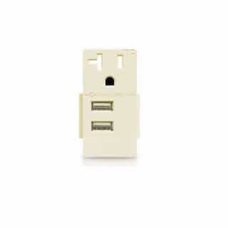 Enerlites 4.8A USB Outlet Module Replacement w/ 20A Receptacle, Light Almond