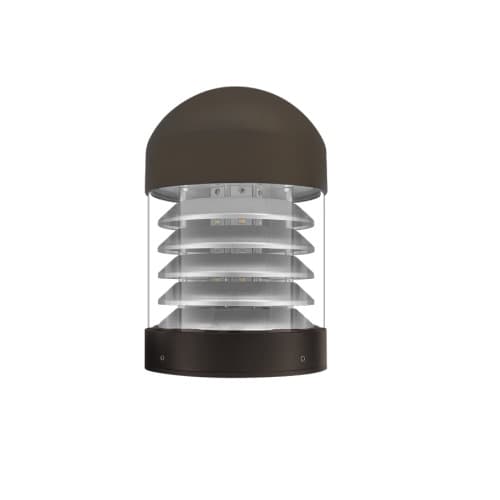 12/16/22W LED Round Bollard Head, Louver, Dome, Selectable CCT, Bronze