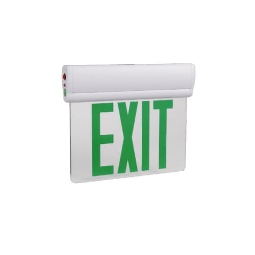 3W LED Emergency Exit Sign, Edge-Lit, Double-Sided, 120V-277V, Green