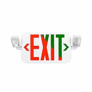 4W Emergency Exit Sign Combo with Bug Eye, 120/277V, CCT Green, White