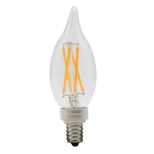 4W LED Candelabra Filament Bulb, Flame, E12, 400 lm, 120V, 2700K