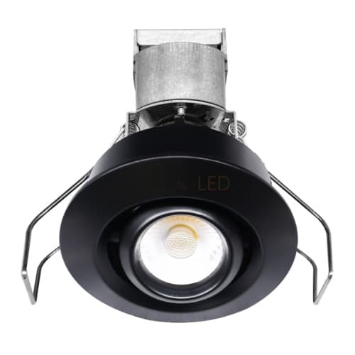 1-in 6W LED Mini Downlight, Gimbal, Round, 550 lm, 12V, 3000K, Black