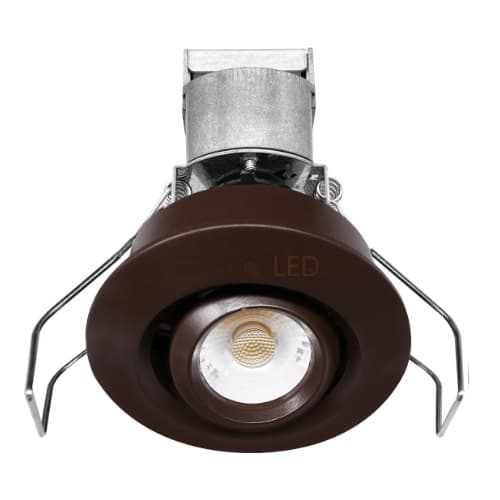 1-in 6W LED Mini Downlight, Gimbal, Round, 550 lm, 12V, 3000K, Bronze