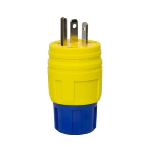 5-20 NEMA Plug, Watertight, 2P/3W, 1 Ph, 125V, Small, Yellow