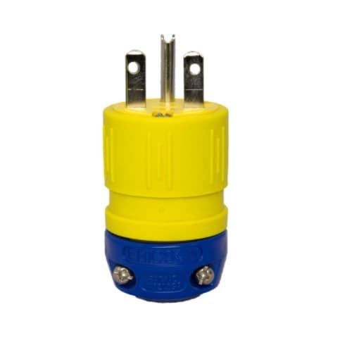 6-15 NEMA Plug, Perma-Link, 2P/3W, 1 Ph, 250V, Small, Yellow