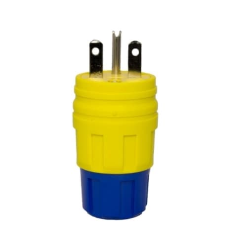 6-15 NEMA Plug, Watertight, 2P/3W, 1 Ph, 250V, Small, Yellow