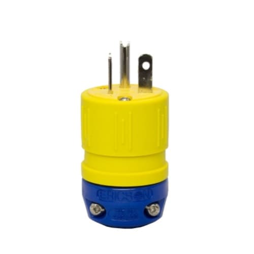6-20 NEMA Plug, Perma-Link, 2P/3W, 1 Ph, 250V, Small, Yellow
