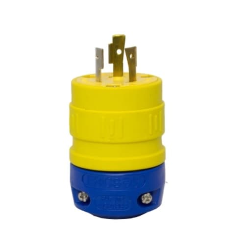 NEMA Plug, Perma-Link, 2P/3W, 1 PH, 20A, 125V, Medium, Yellow