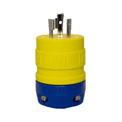 Ericson NEMA Plug, Perma-Link, 2P/3W, 1 Ph, 20A, 250V, Medium, Yellow