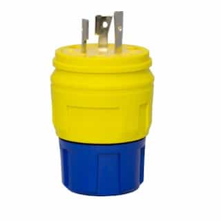 Ericson L6-20 NEMA Plug, Watertight, 2P/3W, 1 Ph, 250V, Medium, Yellow