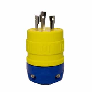 NEMA Plug, Perma-Link, 2P/3W, 1 PH, 30A, 125V, Medium, Yellow