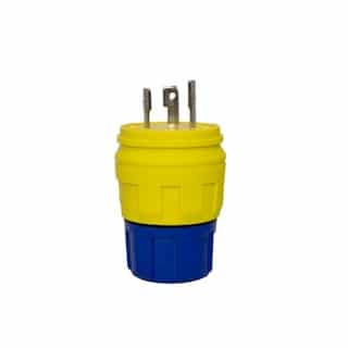 Ericson L5-30 NEMA Plug, Watertight, 2P/3W, 1 Ph, 125V, Medium, Yellow