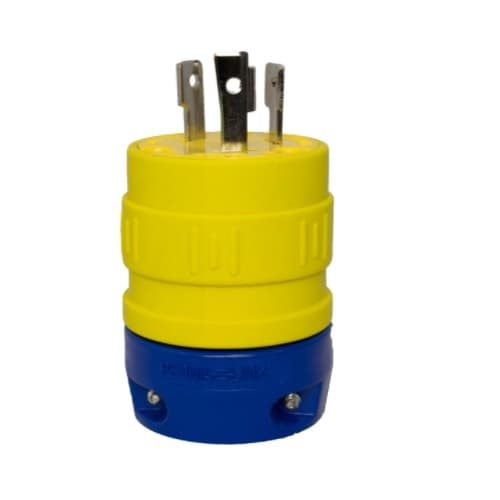 Ericson NEMA Plug, Perma-Link, 2P/3W, 1 Ph, 30A, 250V, Medium, Yellow