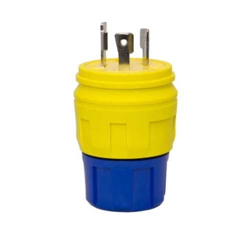 L6-30 NEMA Plug, Watertight, 2P/3W, 1 Ph, 250V, Medium, Yellow