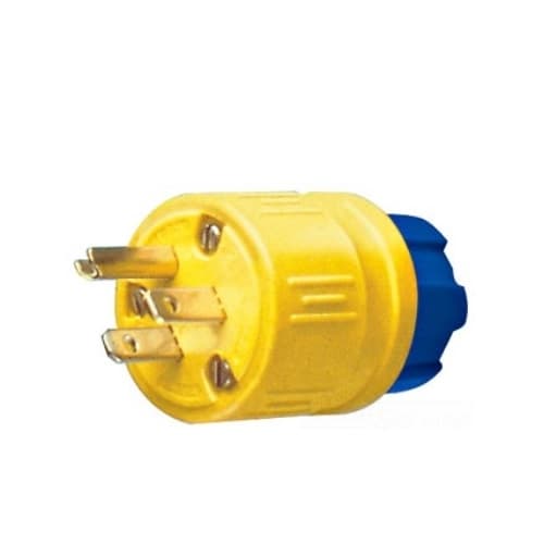 Ericson Plug Perma-Grip, 3P/3W, 1Ph, 30A, 125/250V, Medium, Yellow