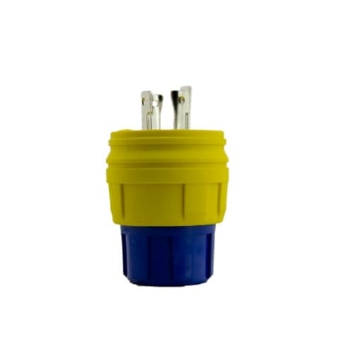L14-30 NEMA Plug, Watertight, 3P/4W, 1 Ph, 125/250V, LG, Yellow