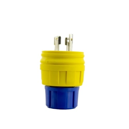 Ericson L15-30 NEMA Plug, Watertight, 3P/4W, 3 Ph, 250V, LG, Yellow