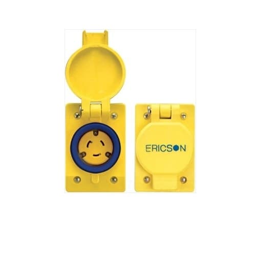 Single Flip Lid w/ FS Coverplate, Watertight, Non-Nema, Female, Yellow