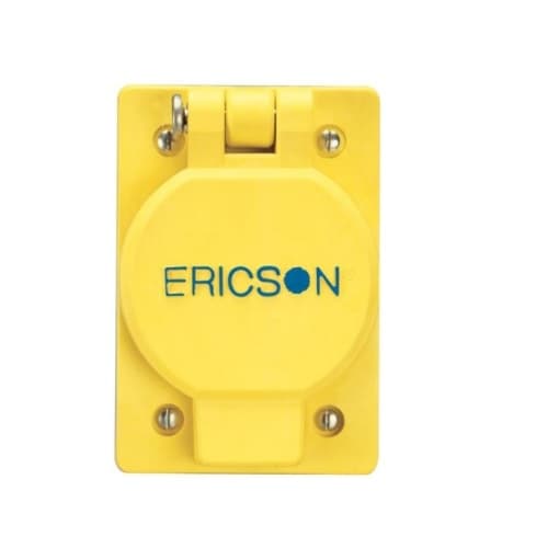 Ericson Single Flip Lid w/ FS Coverplate, Watertight, Female, NEMA 5-15R, 15A