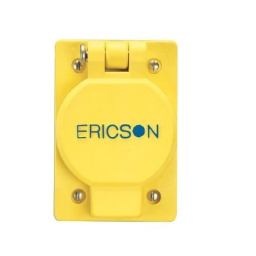 Ericson Single Flip Lid w/ FS Coverplate for 20-30A 3 Wire Receptacle, Yellow