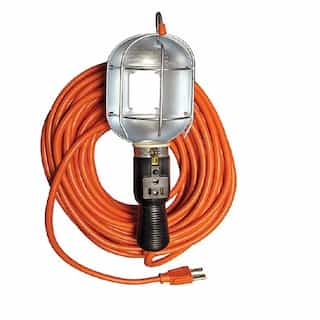 Ericson 25-ft 100W Handlamp, 5-15P Plug, Molded 5-15 Side Outlet, SJTW, 16/3 