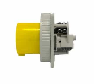 20A Pin & Sleeve Straight Inlet, 125V, 1PH, 2P/3W, Yellow & Gray
