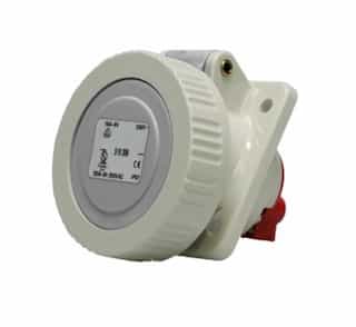 20A Pin & Sleeve Angled Receptacle, 480V, 1PH, 2P/3W, Red & Gray