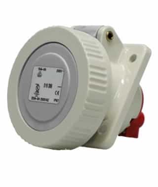 20A Pin & Sleeve Splash-Proof Angled Receptacle, 1PH, 2P/3W, 480V, Red