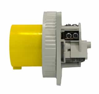30A Pin & Sleeve Straight Inlet, 1 Ph, 2P/3W, 125V, Yellow & Gray